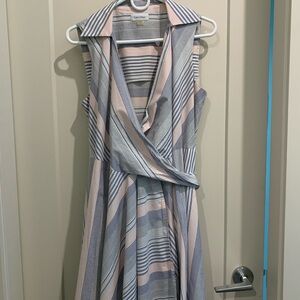 Calvin Klein Striped Multicolor Wrap Dress, size 8